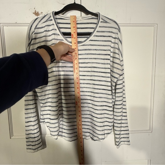 Rag & Bone Striped Jersey Long Sleeve Tee Blue and White Size Medium Stretch - Picture 5 of 9
